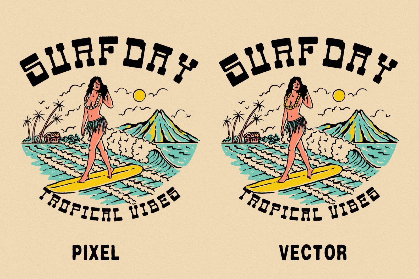 SURF — Tropical Surfing Vintage Illustration — image 2