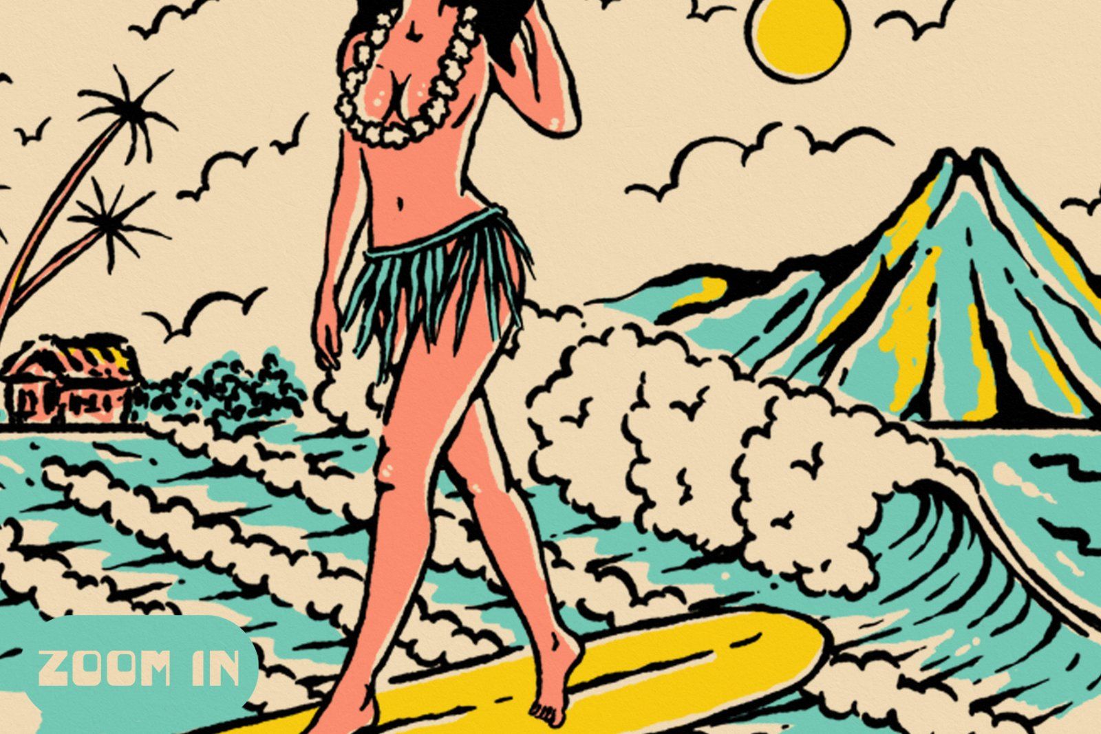 SURF — Tropical Surfing Vintage Illustration — image 3
