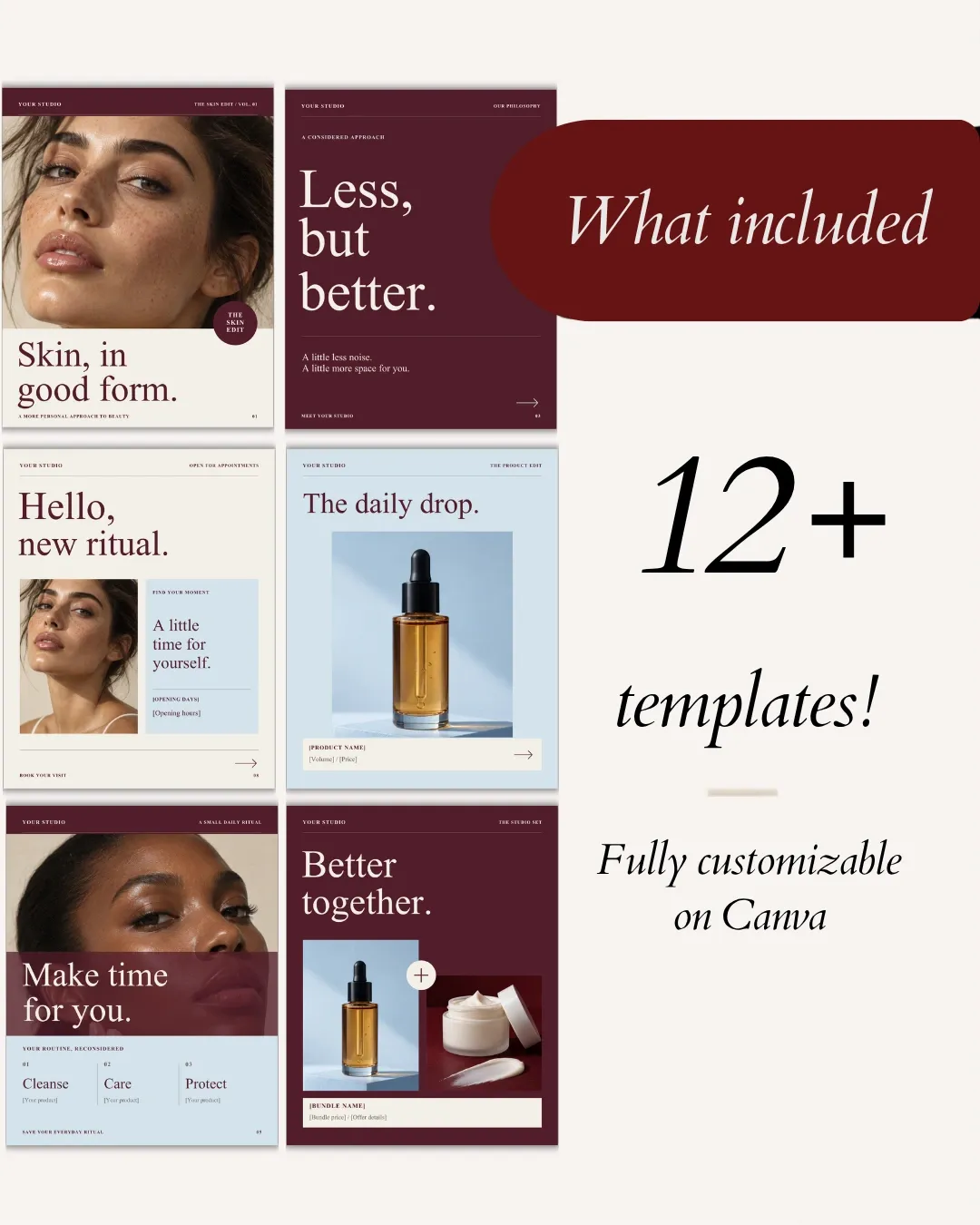 Minimalist Skincare Instagram Templates | 26 Posts & Stories Bundle (Digital Download) — image 5