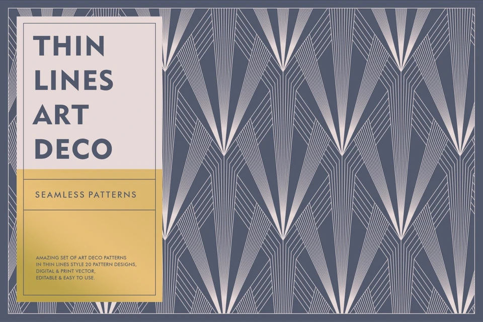 Thin Lines Art Deco Seamless Patterns