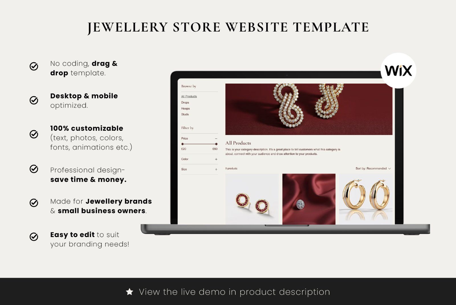 Wix eCommerce Jewelry Website Template