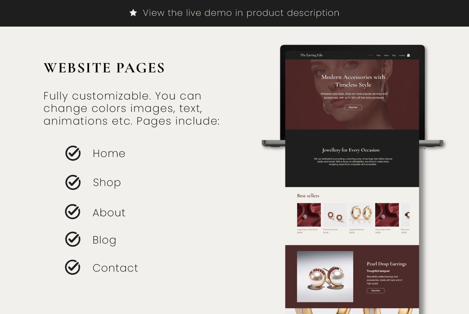 Wix eCommerce Jewelry Website Template