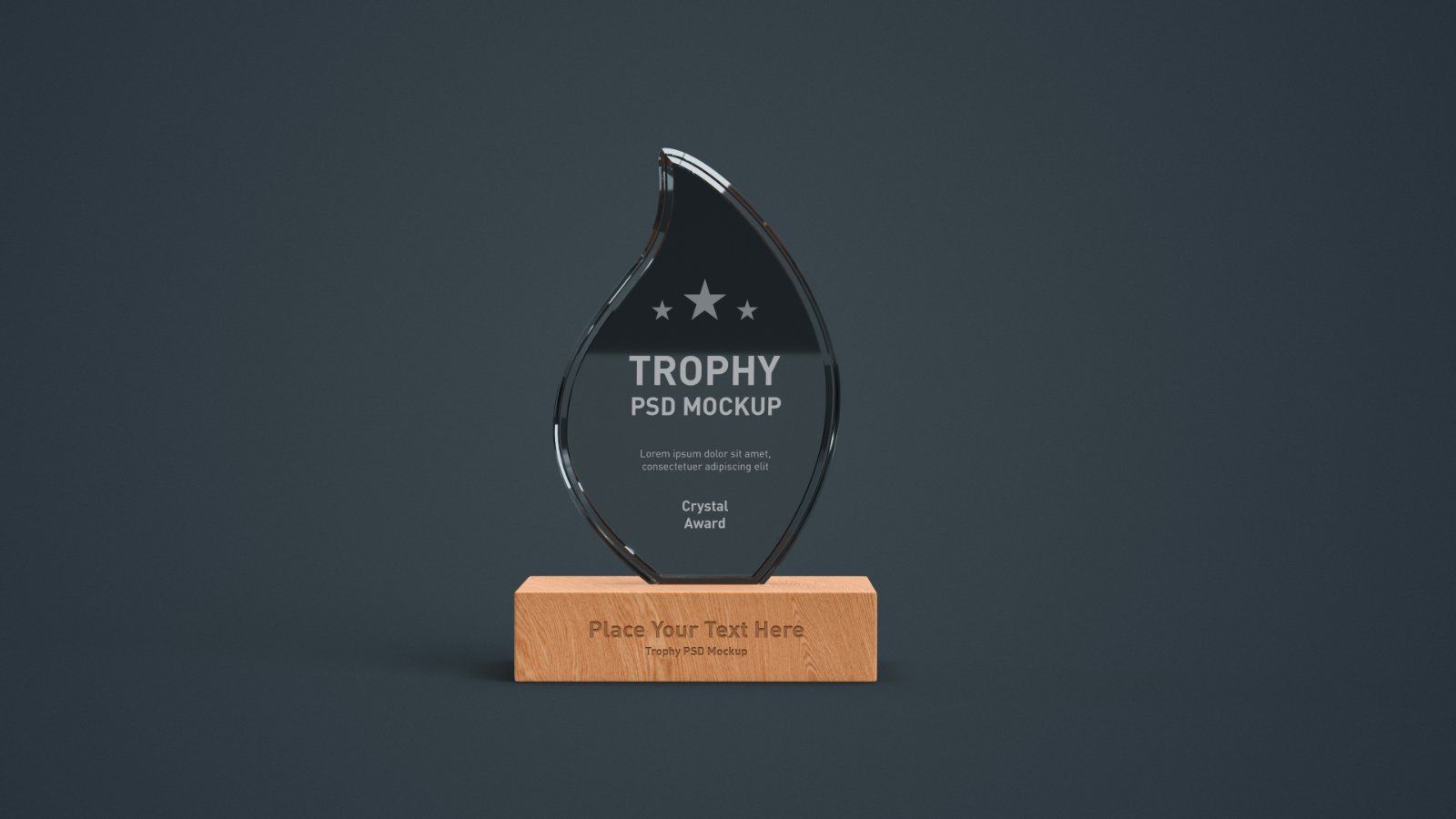 Crystal Trophy with Wooden Base - 4 PSD Mockup — image 2