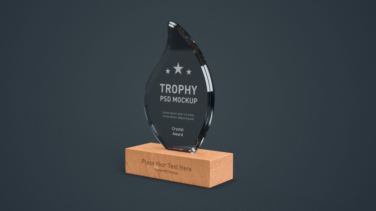 Crystal Trophy with Wooden Base - 4 PSD Mockup — image 3