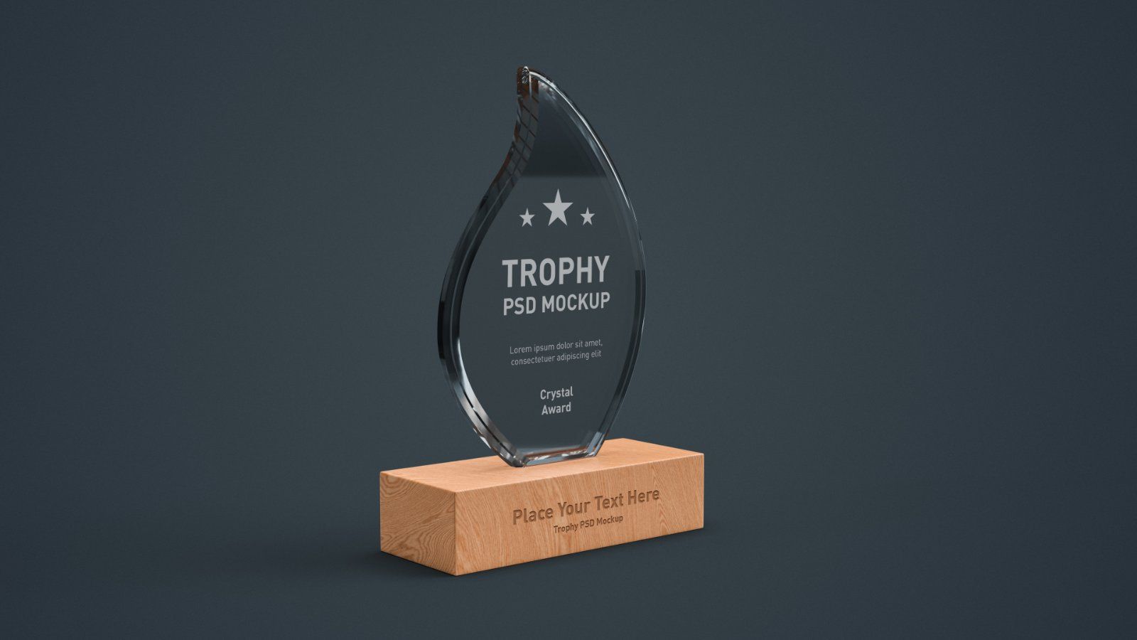 Crystal Trophy with Wooden Base - 4 PSD Mockup — image 4
