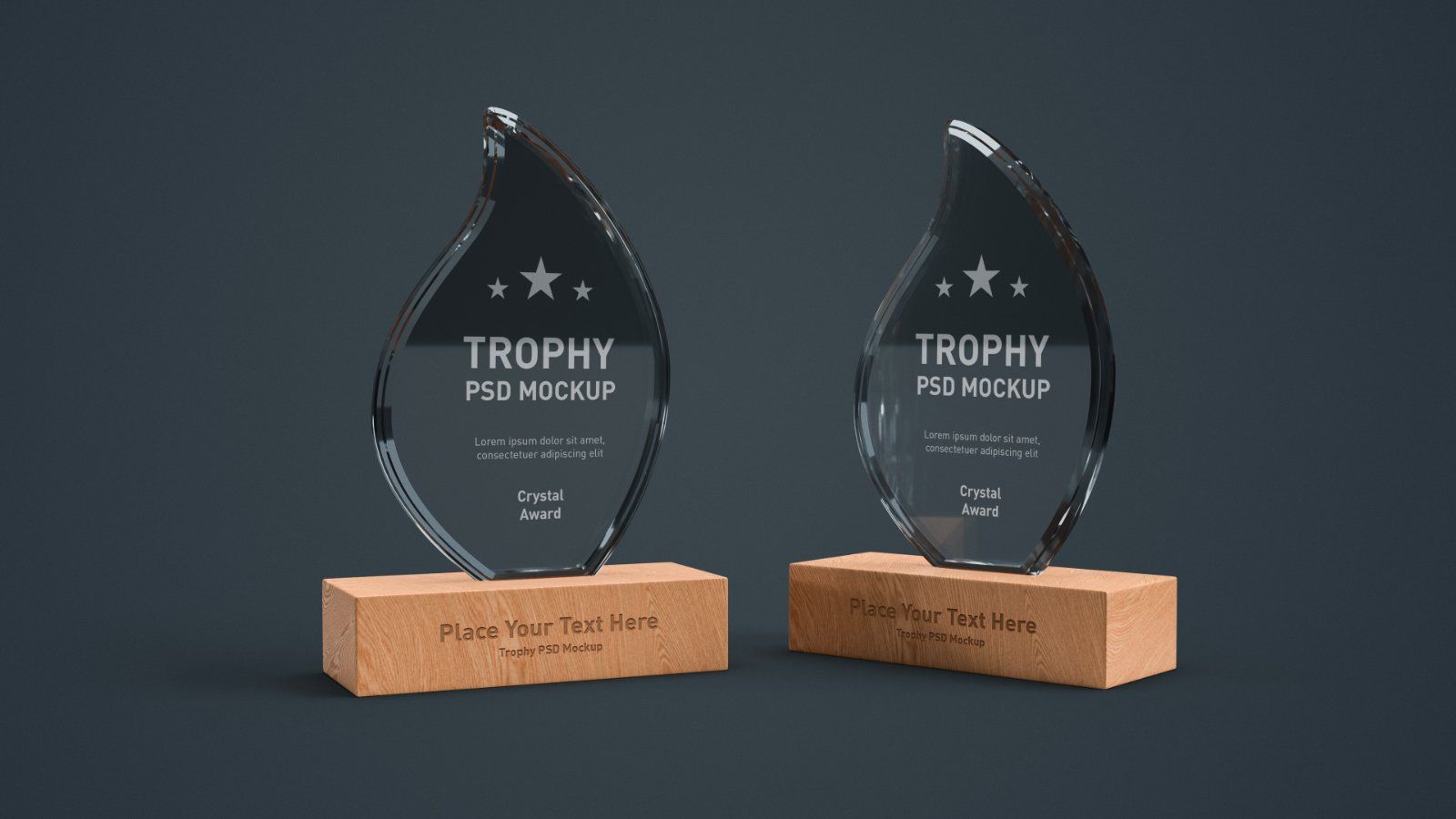 Crystal Trophy with Wooden Base - 4 PSD Mockup — image 5