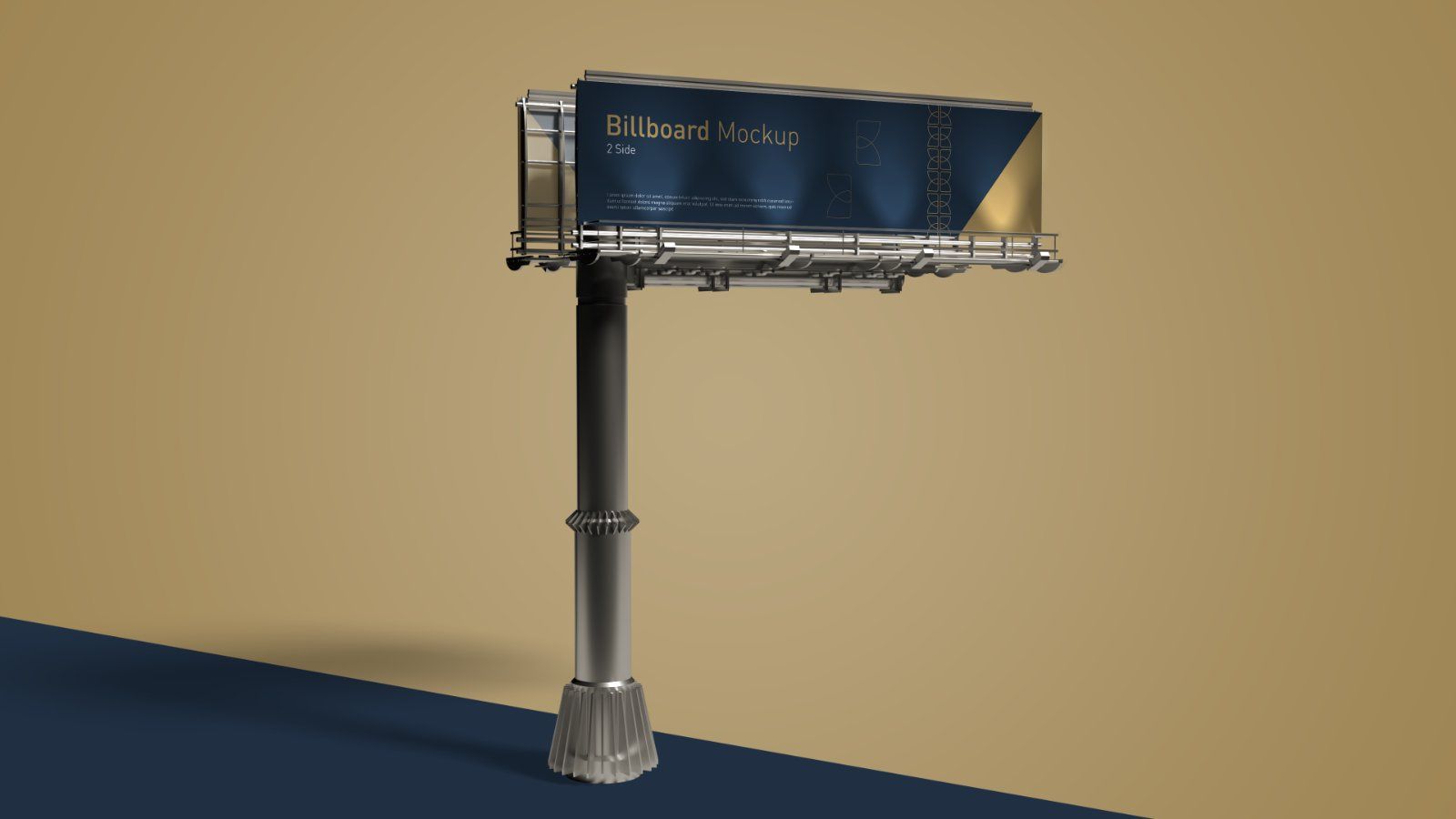 2-Sided Outdoor Billboard Mockup – 6 PSD Files, Double-Sided Advertising Display Mockup