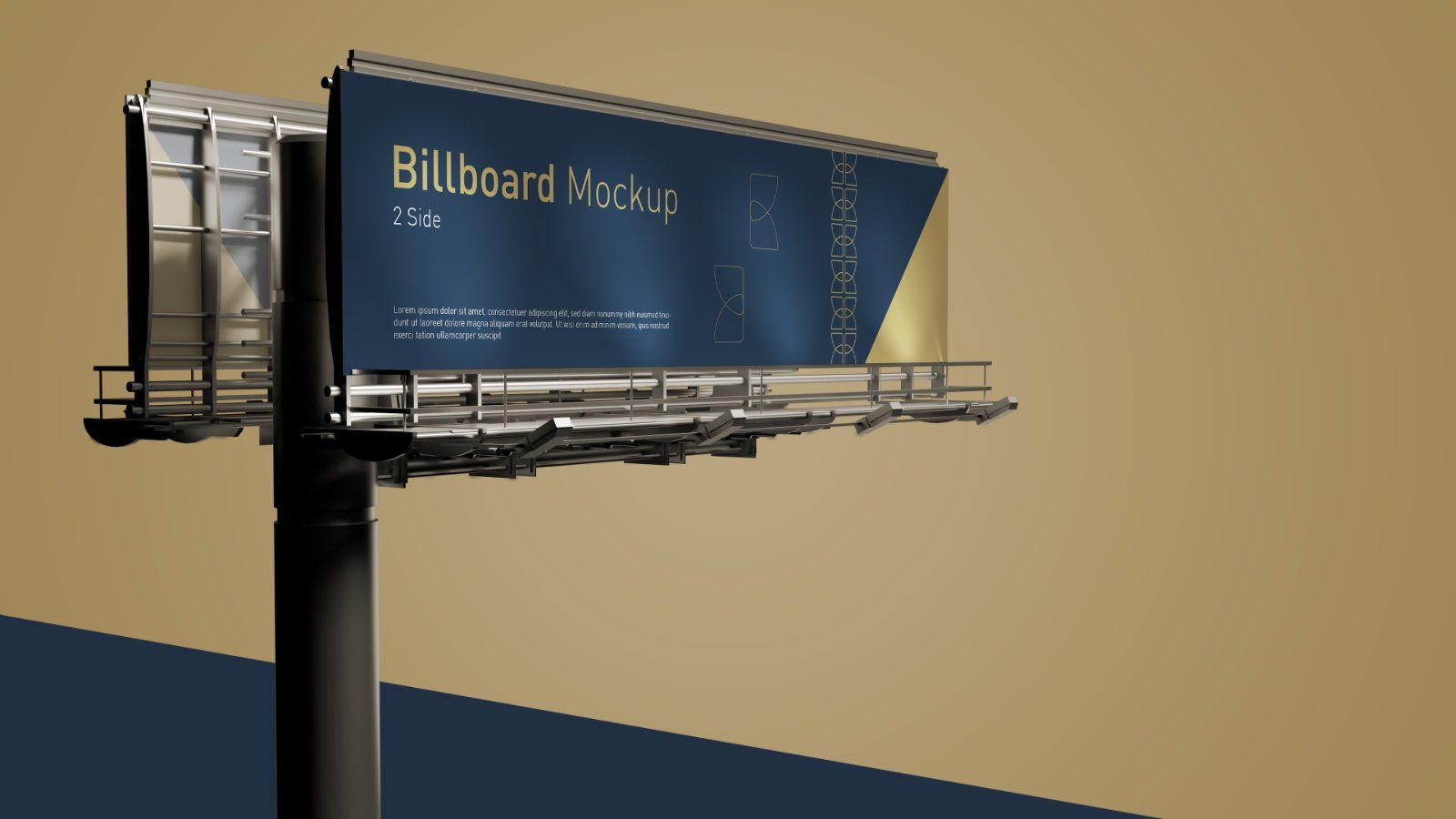 2-Sided Outdoor Billboard Mockup – 6 PSD Files, Double-Sided Advertising Display Mockup