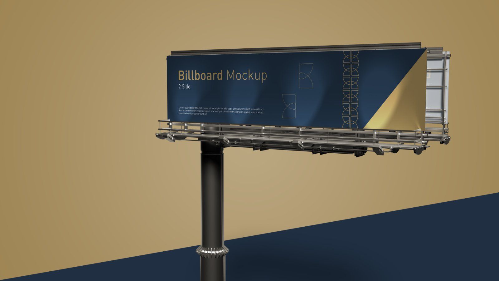 2-Sided Outdoor Billboard Mockup – 6 PSD Files, Double-Sided Advertising Display Mockup