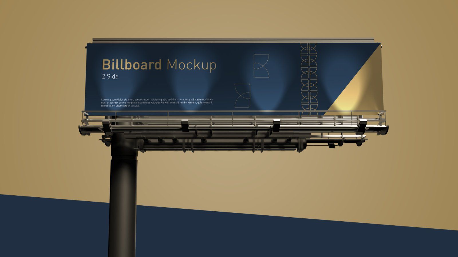 2-Sided Outdoor Billboard Mockup – 6 PSD Files, Double-Sided Advertising Display Mockup