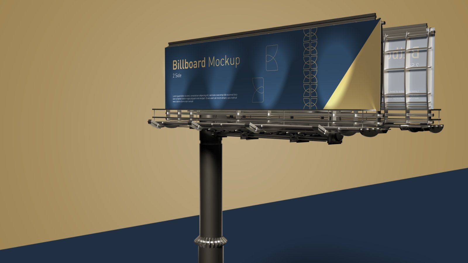 2-Sided Outdoor Billboard Mockup – 6 PSD Files, Double-Sided Advertising Display Mockup