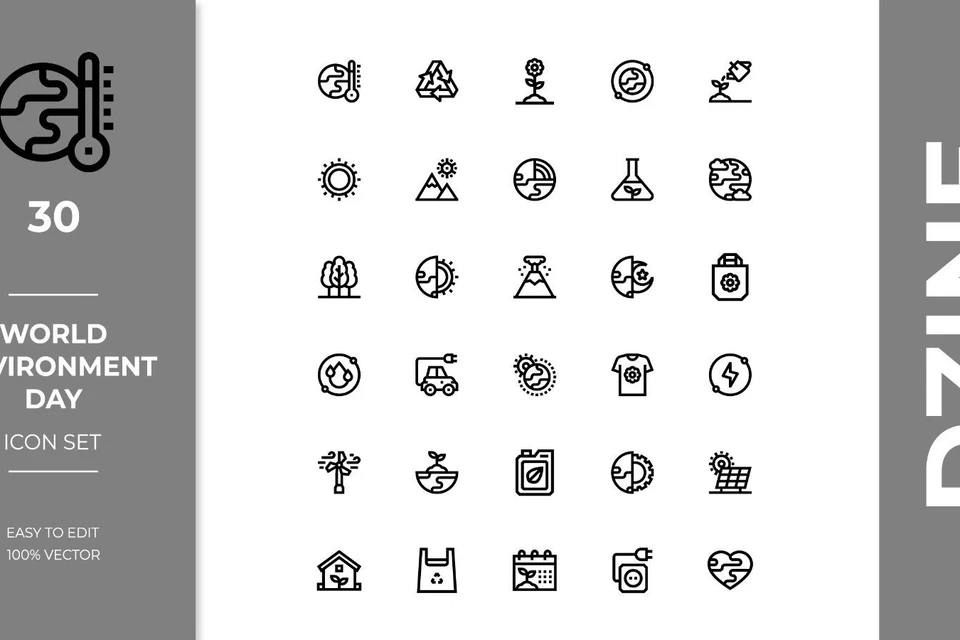 World Environment Day - AI Vector Icon Set