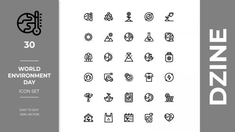 World Environment Day - AI Vector Icon Set