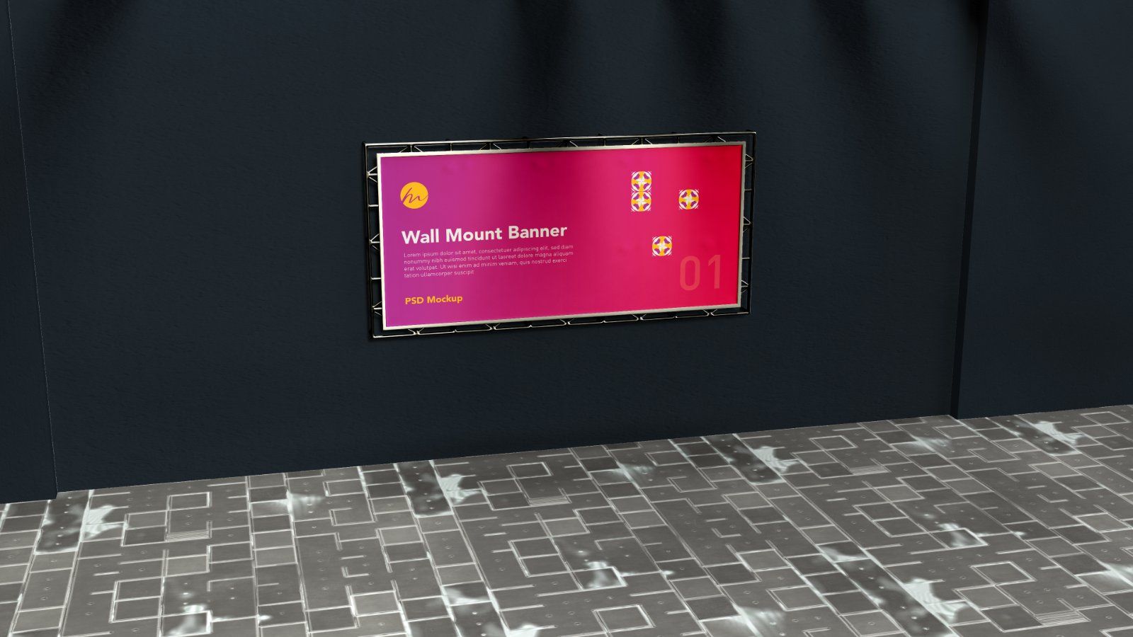 Wall Mounted Banner Billboard Mockup – 5 PSDs