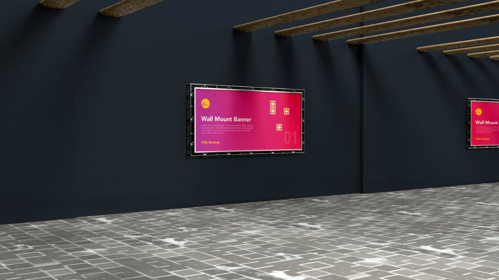Wall Mounted Banner Billboard Mockup – 5 PSDs