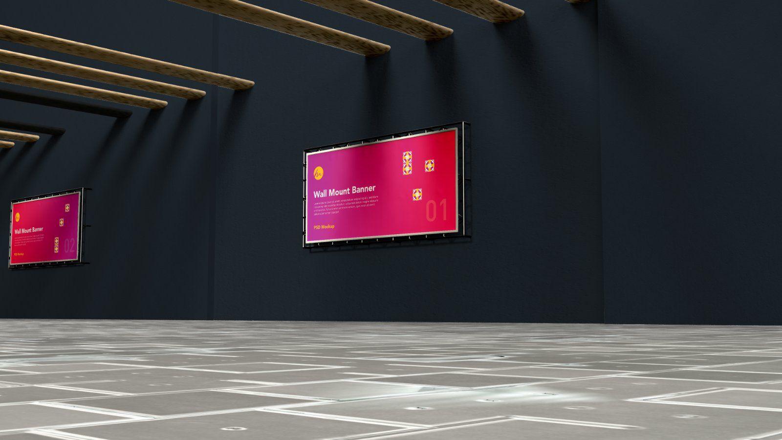 Wall Mounted Banner Billboard Mockup – 5 PSDs