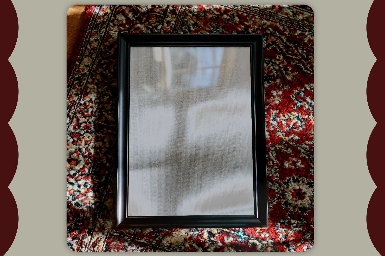 Warm Vintage Rug Frame Mockup, A4 Poster Mockup