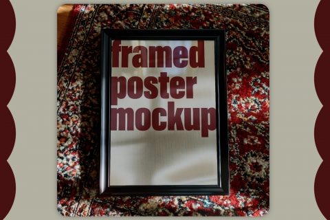 Warm Vintage Rug Frame Mockup, A4 Poster Mockup
