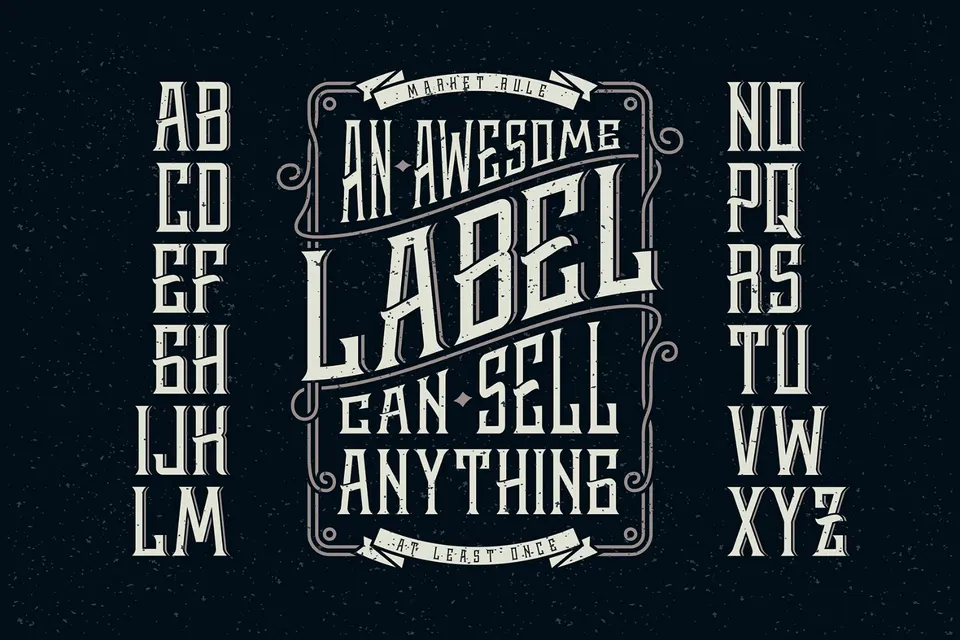 Whiskey Label Font with Bonus Graphics