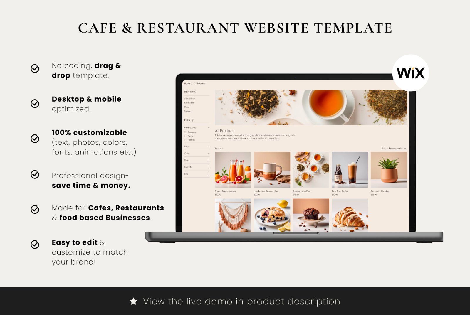 Wix Cafe, Restaurant & Takeaway Website Template