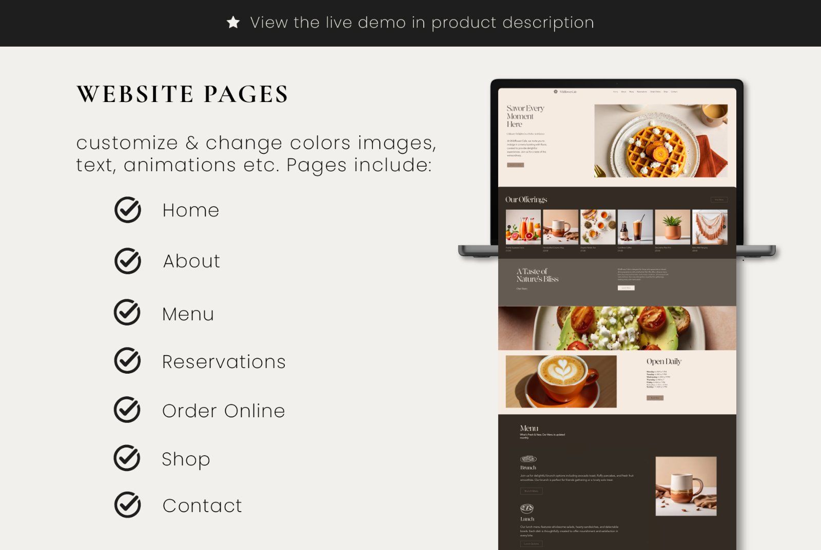 Wix Cafe, Restaurant & Takeaway Website Template