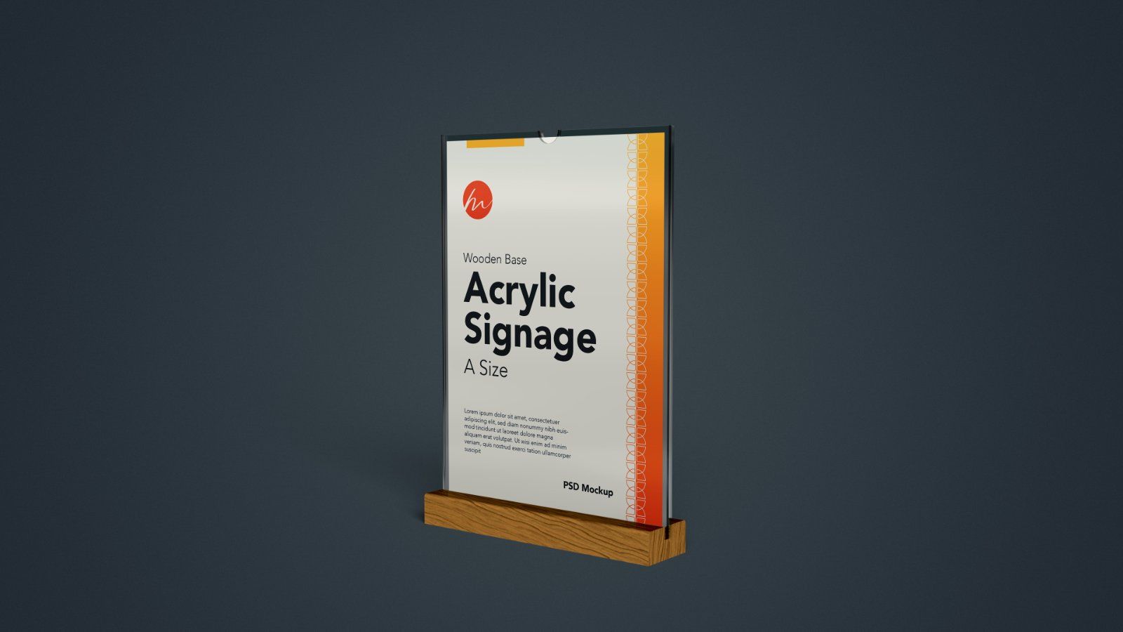 Wooden Base Acrylic Sign Holder Mockup - 7PSDs