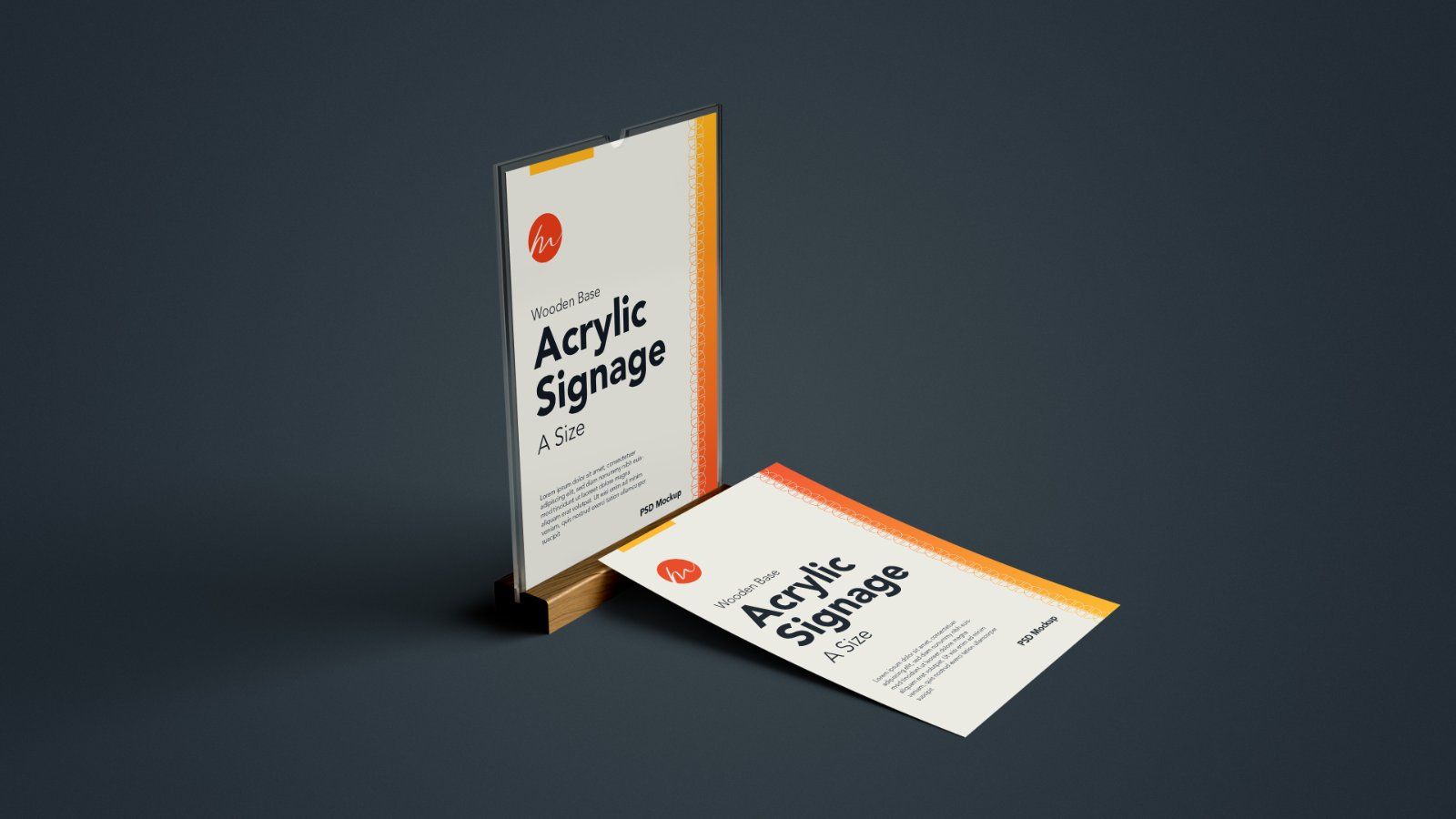 Wooden Base Acrylic Sign Holder Mockup - 7PSDs