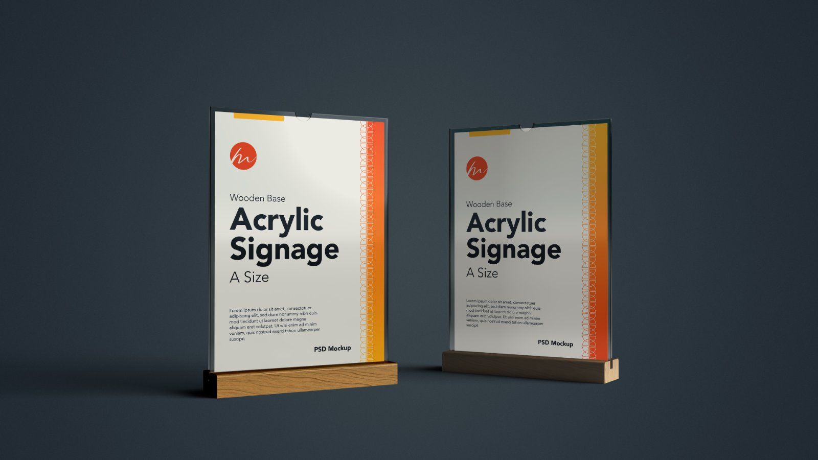 Wooden Base Acrylic Sign Holder Mockup - 7PSDs