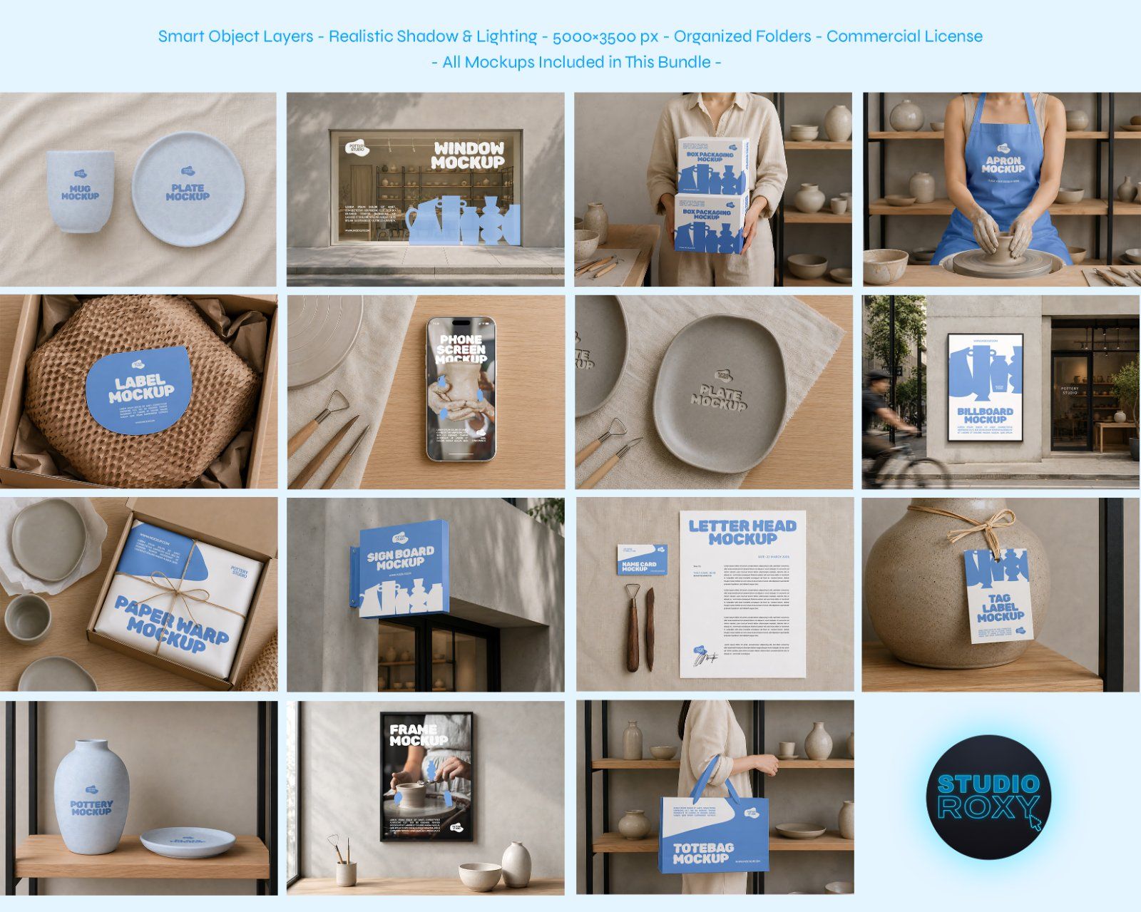 Pottery Studio Branding Mockup Bundle - 15 PSD Templates Ceramic & Pottery Studio Brand Identity Moc — image 2