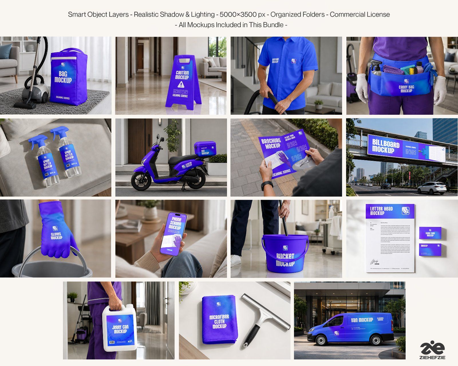 House Cleaning Services Mockup Bundle 15 (PSD) Housekeeping & Cleaning Agency Brand Identity — image 2
