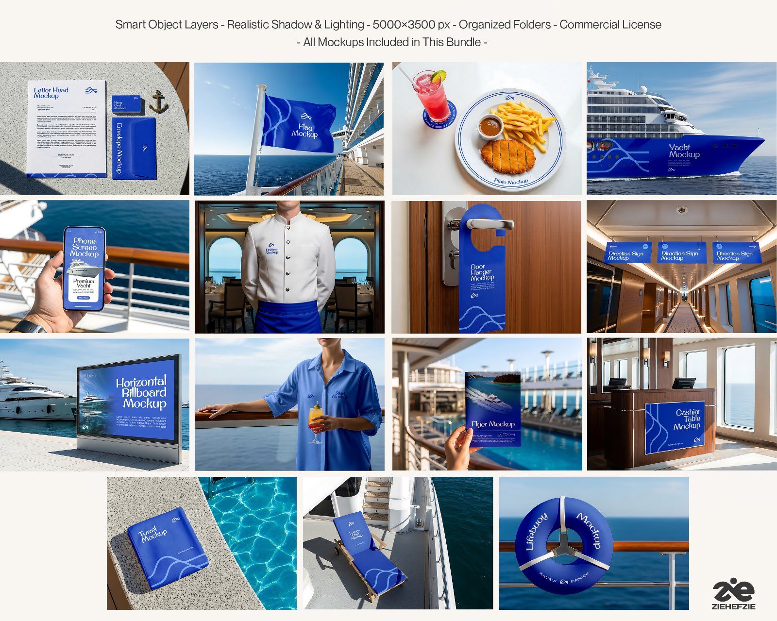 Cruise Ship Mockup Bundle - Maritime Branding with a Luxury Cruise Ship Mockup