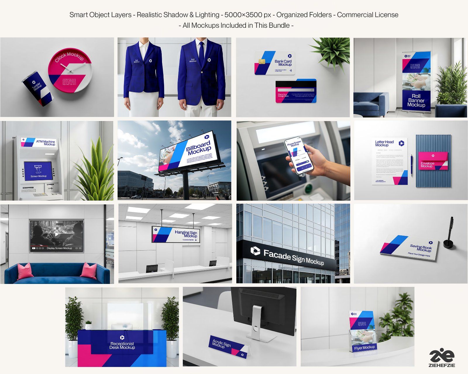 15 Premium Branding Corporate Identity PSD Mockups for Banking & Financial Institutions