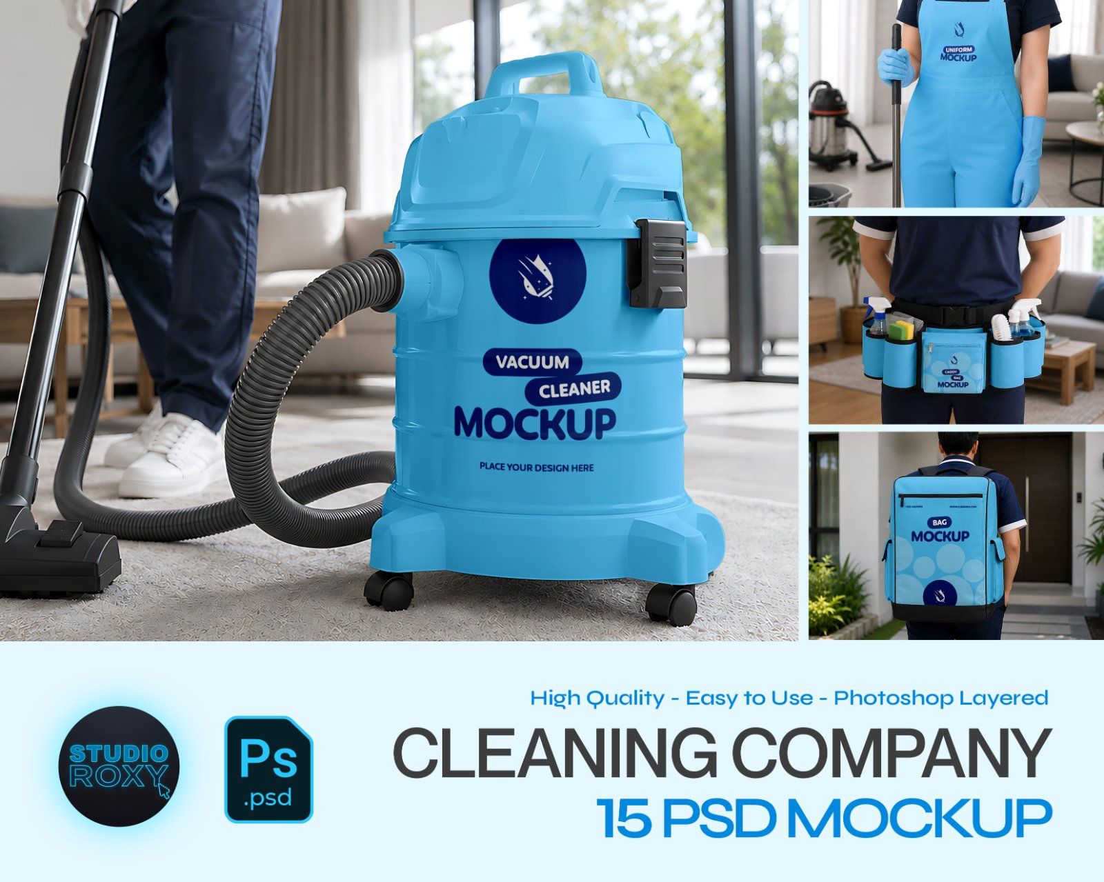 Cleaning Company Branding Mockup Bundle - 15 PSD Templates  Housekeeping & Cleaning Service Brand — image 1
