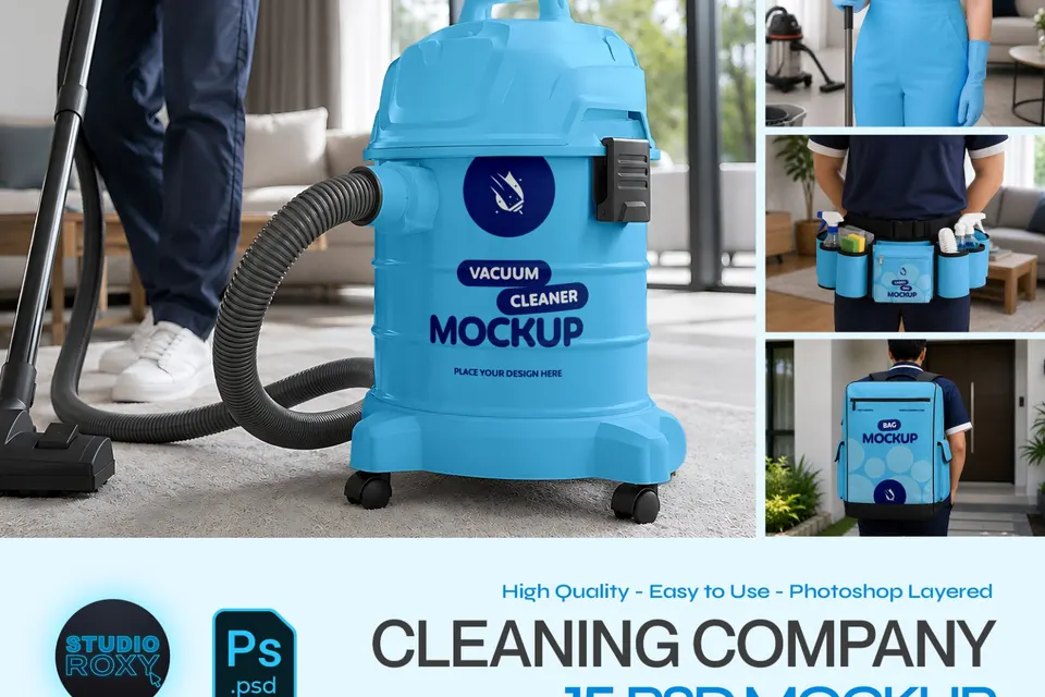Cleaning Company Branding Mockup Bundle - 15 PSD Templates  Housekeeping & Cleaning Service Brand