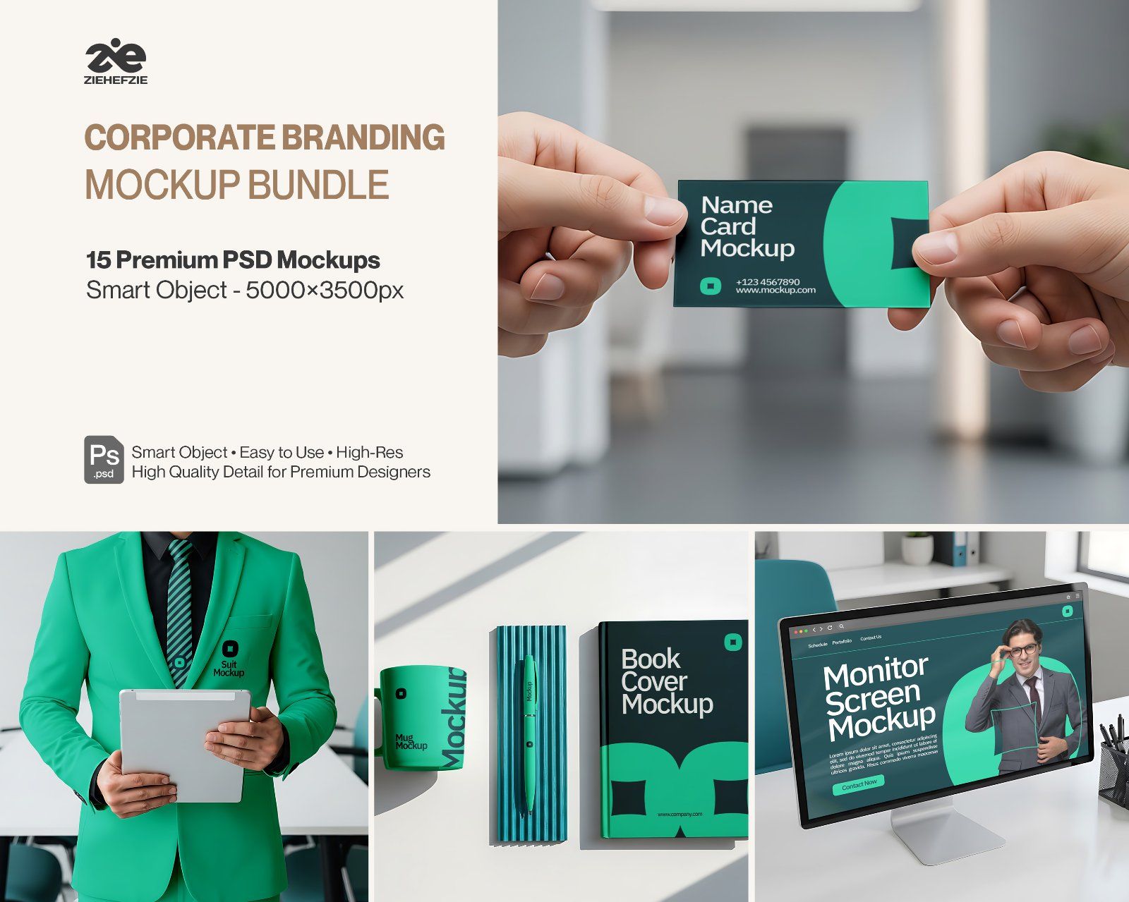 15  Premium Corporate Branding Mockup Bundle – Business Identity & Office PSD Mockups