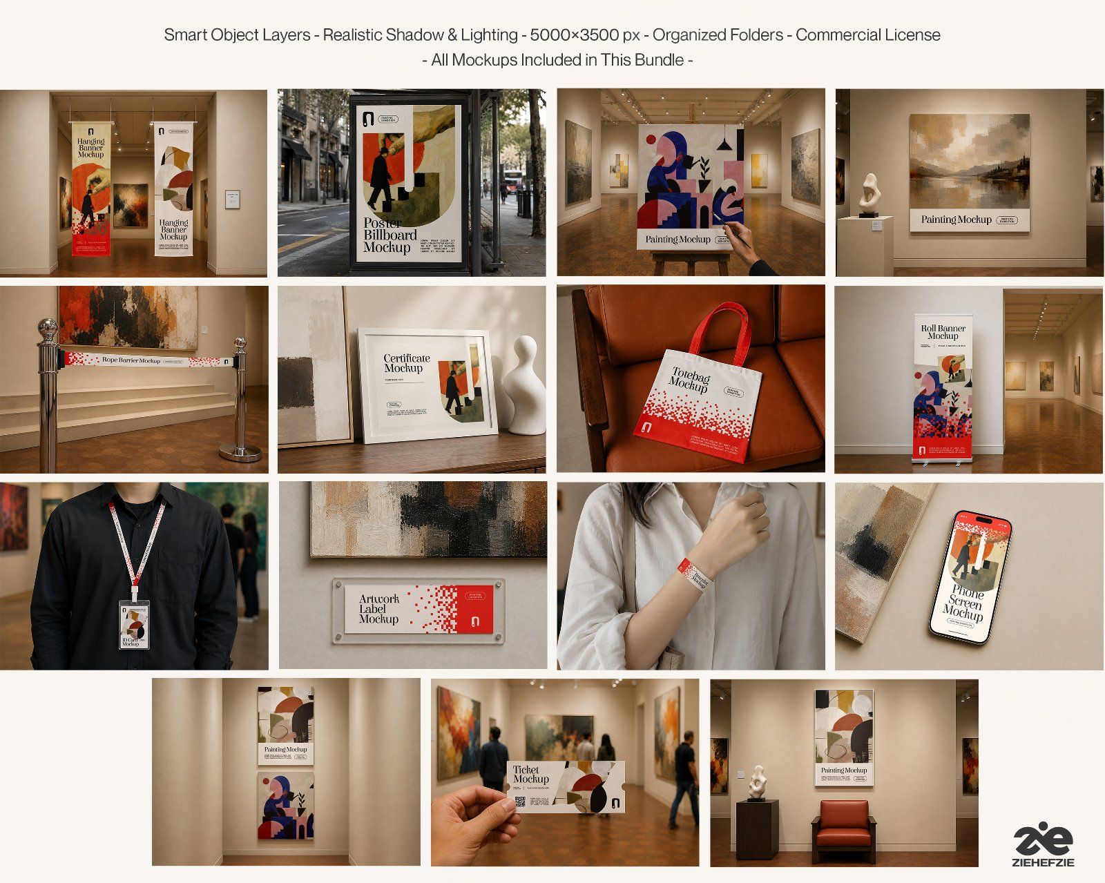 Art Exhibition Mockup Bundle - 15 PSD Templates  Art Gallery & Exhibition Brand Identity Mockup Set — image 2