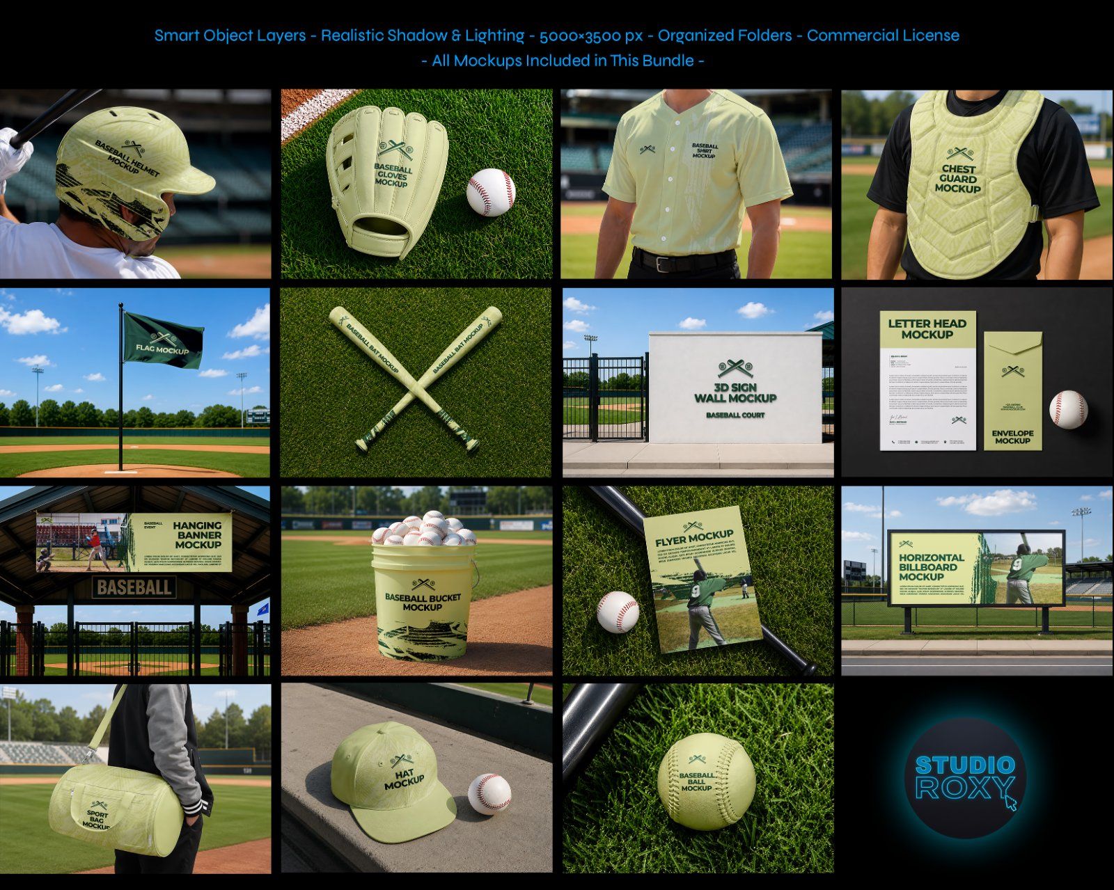 Ultimate Baseball Team Branding Mockup Bundle – 15 Premium PSD Scenes for Athletic & Sports Identity