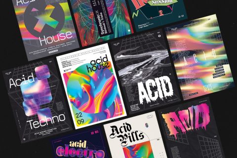 Acid Party Flyer, Poster Templates Bundle