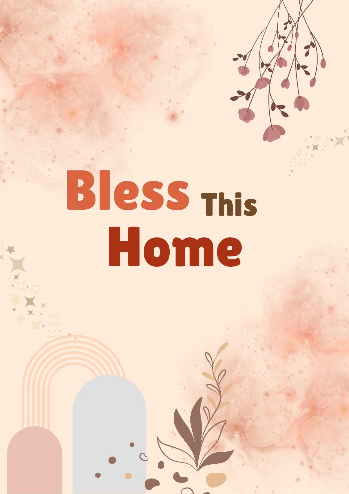 Bless This Home Boho Poster – Neutral Abstract Floral Wall Art 🏡🌿 — image 2