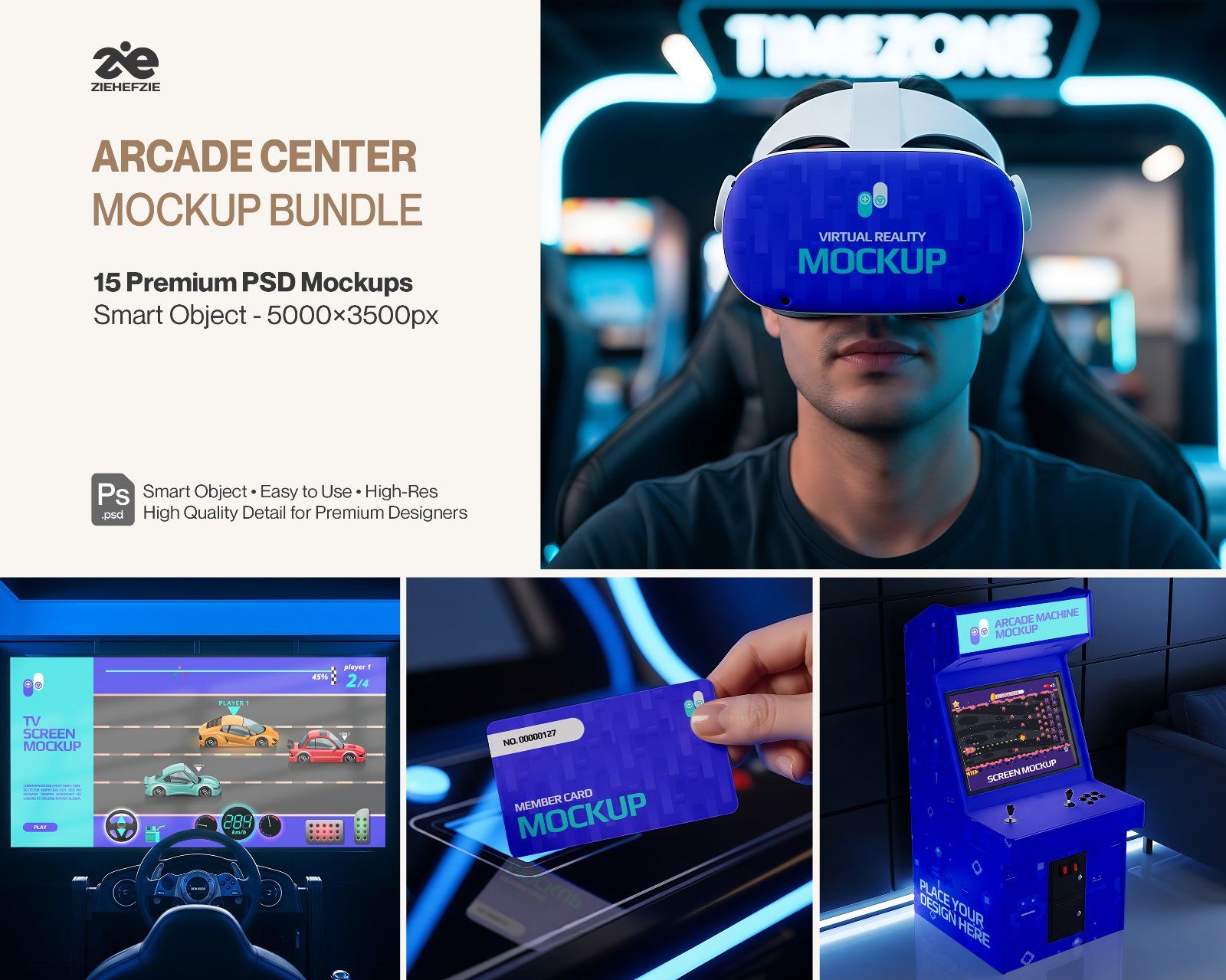 15 Premium Arcade Center Mockup Bundle Gaming Brand