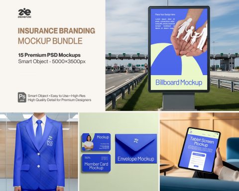 Premium Corporate Identity 15 PSD Mockups for Insurance & Protection Brands