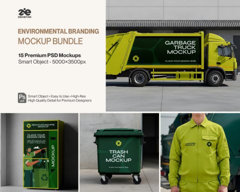 Premium Environmental Branding 15 PSD Mockups for Waste & Recycling Services