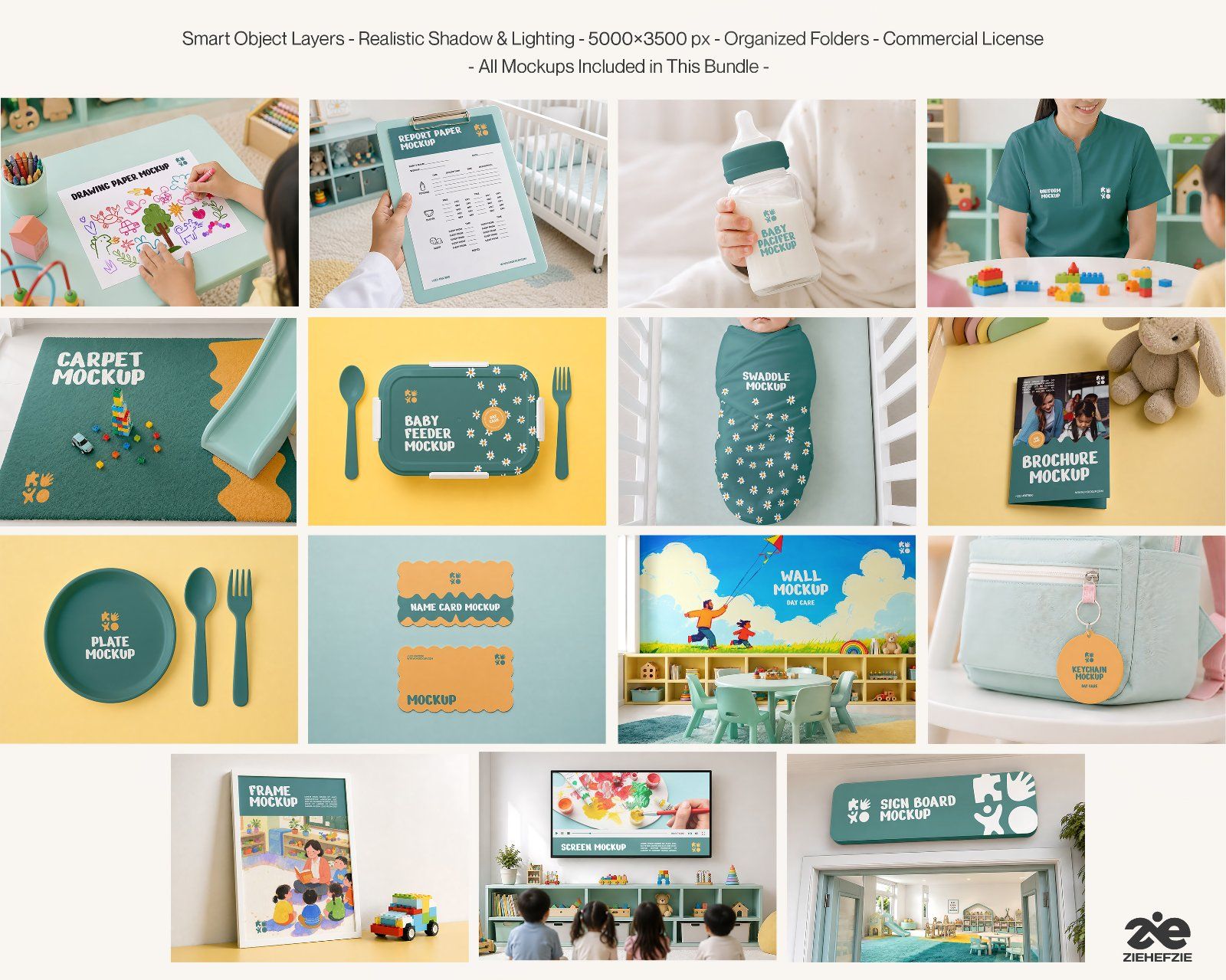 Daycare Center Mockup Bundle - Childcare & Nursery Branding Mockup Pack (15 PSD) — image 2