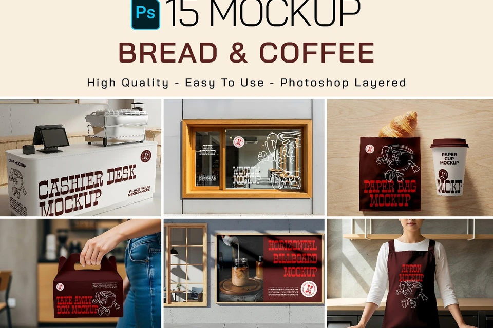 Premium Branding Bread N Coffee Mockup