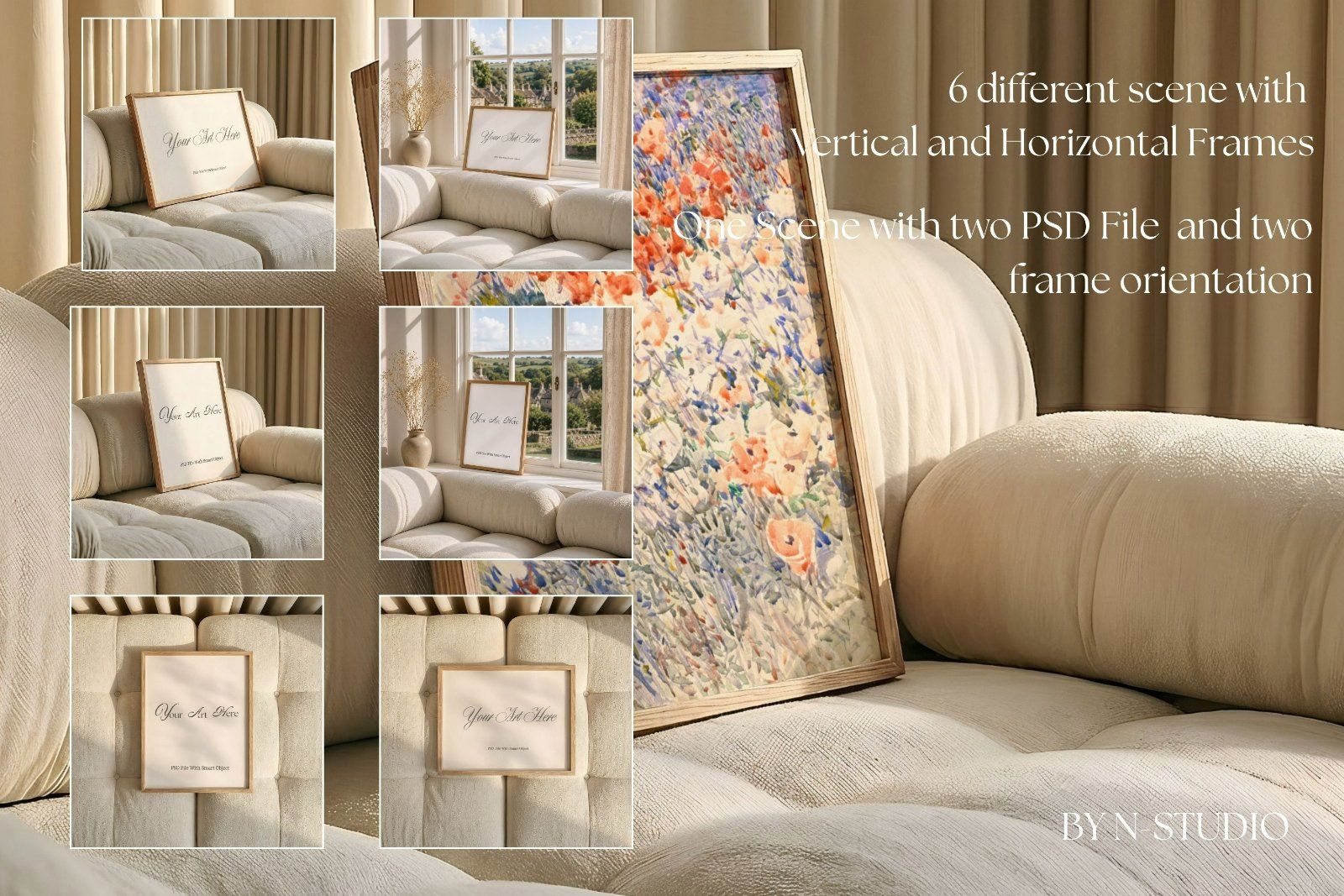 Ivory Sofa frame mockup PSD