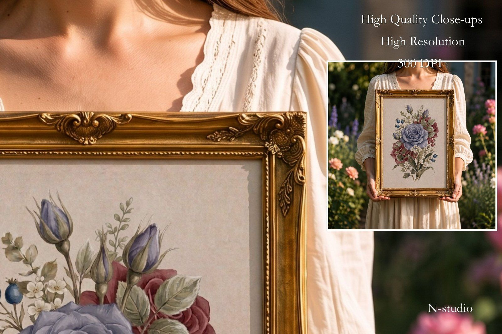 Spring Frame Mockups: Elegant Baroque & Gold Frames Collection