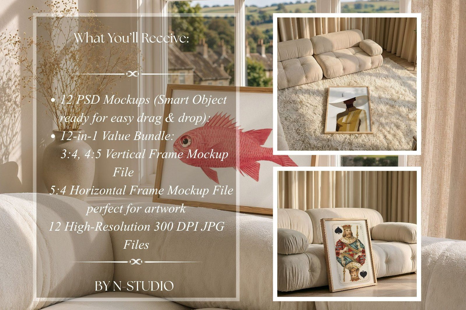 Ivory Sofa frame mockup PSD