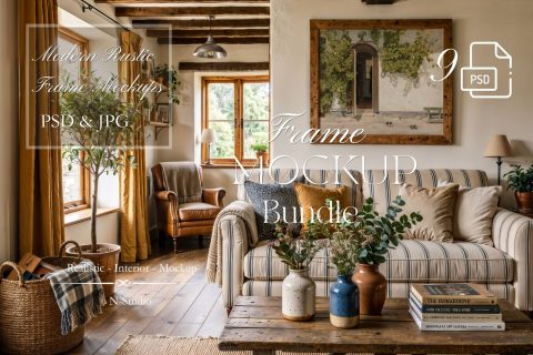 9 Modern Rustic Frame Mockups Bundle