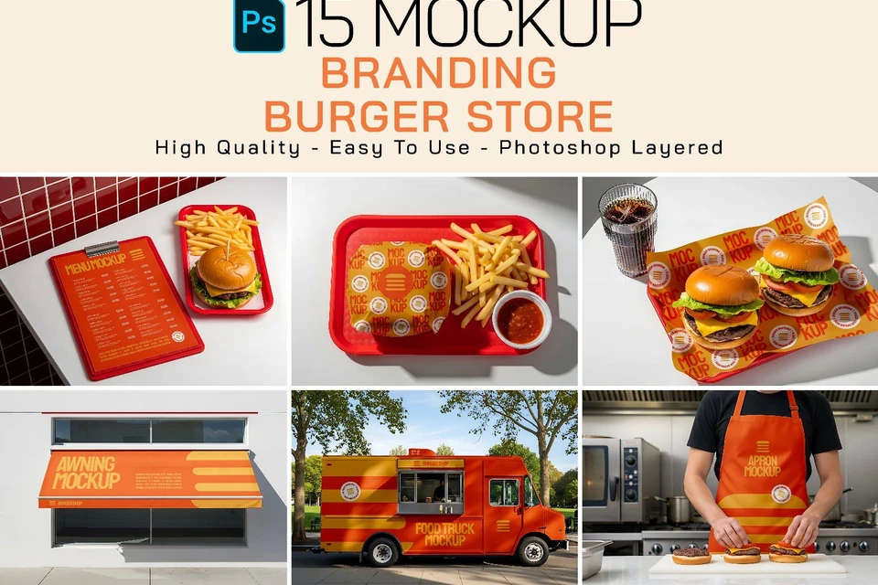 Premium Branding Premium Burger Store Mockup