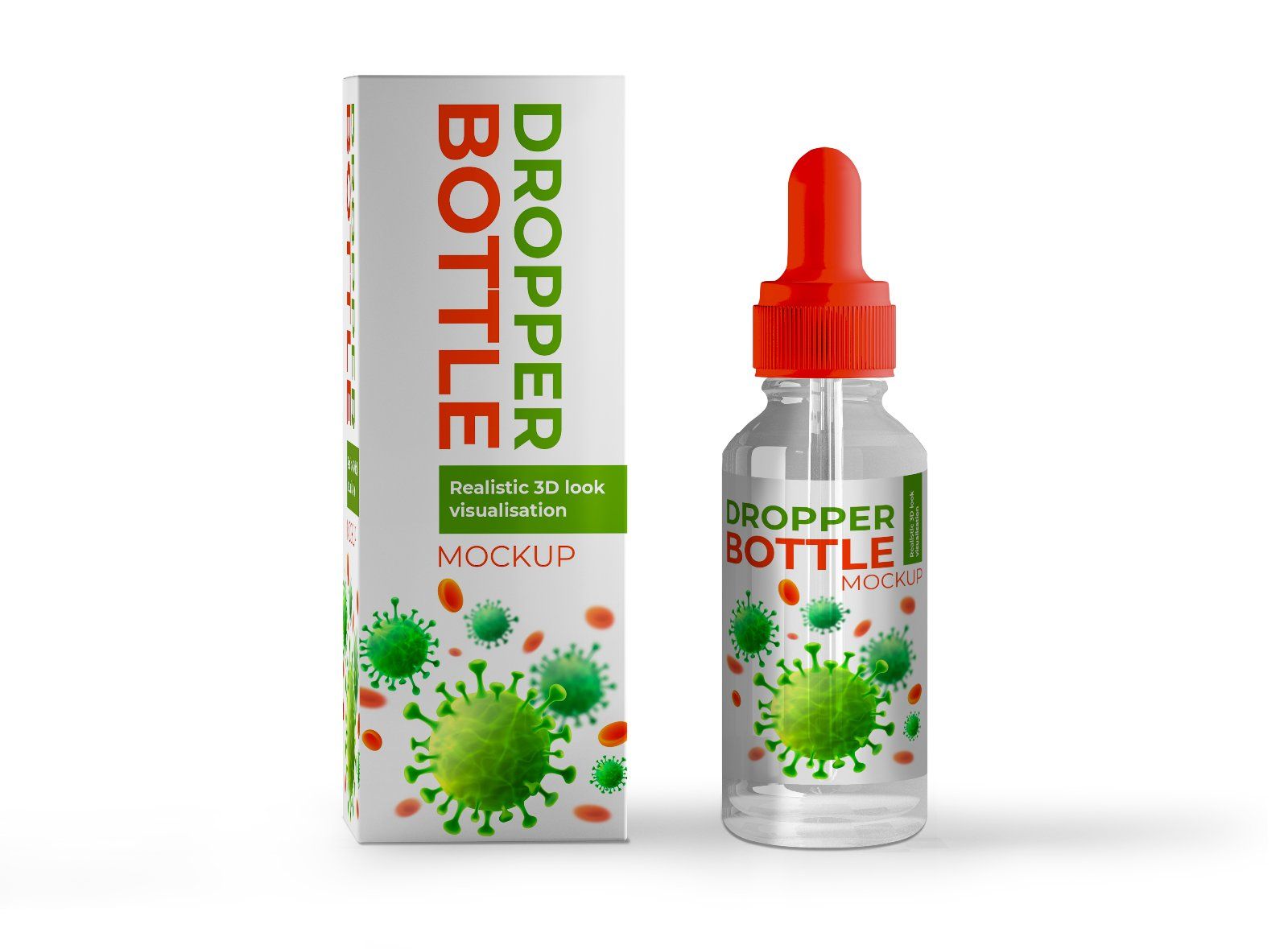 Dropper Bottle with Box Mockup Set